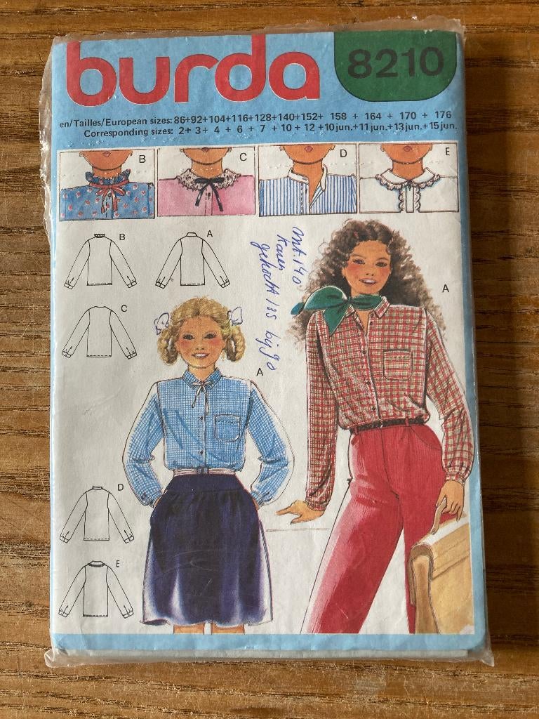 Burda naaipatroon kledingpatroon 8210 blouse (maat 86-176), Overige typen, Kind, Nieuw, Burda