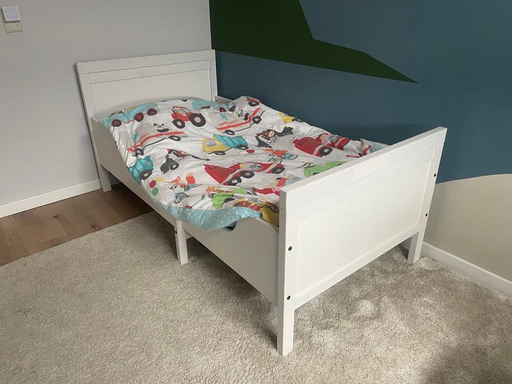 Verstelbaar Ikea Sundvik meegroei kinderbed, Ophalen, 70 tot 85 cm, Zo goed als nieuw, Lattenbodem