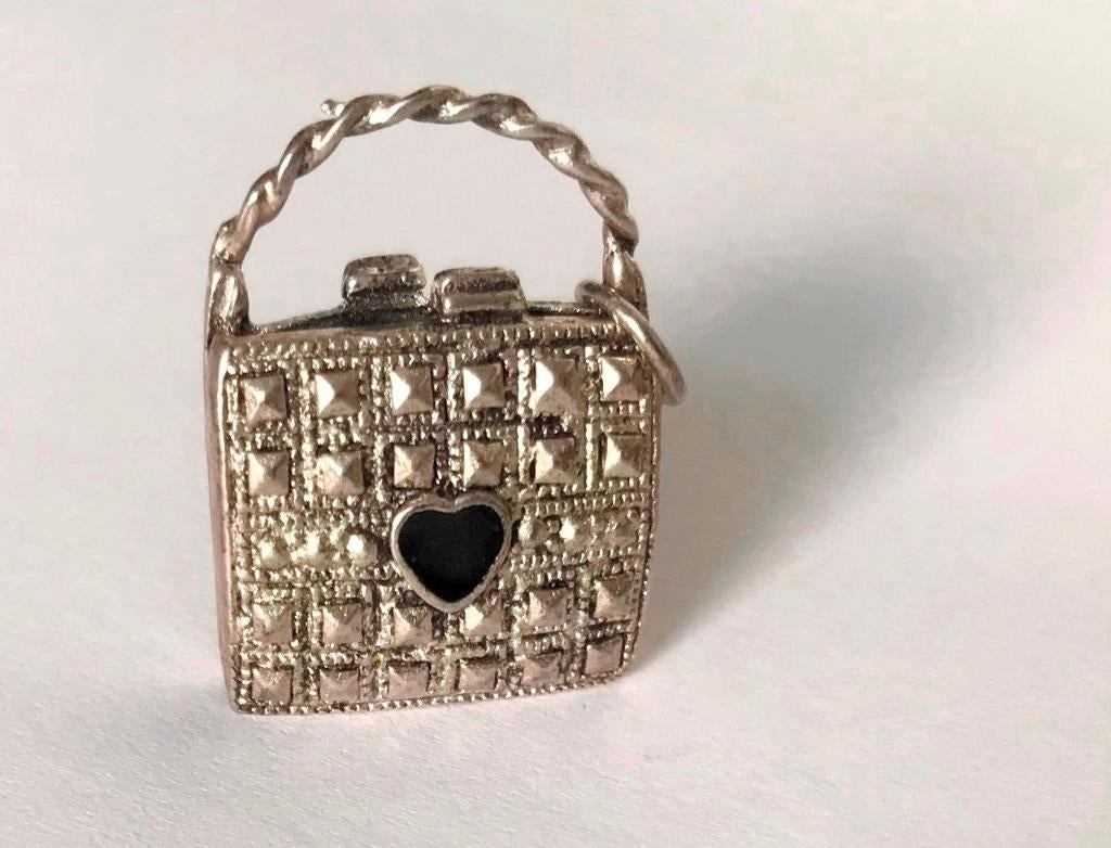 vintage mooie Koffer Tas sleutel ketting hanger, Verzenden, Zo goed als nieuw, Zilver, Overige materialen