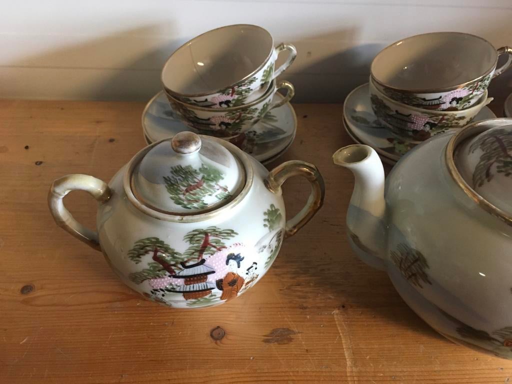 Antiek Kutani Eierschaal Porselein Servies, Antiek en Kunst, Antiek | Servies compleet, Ophalen of Verzenden