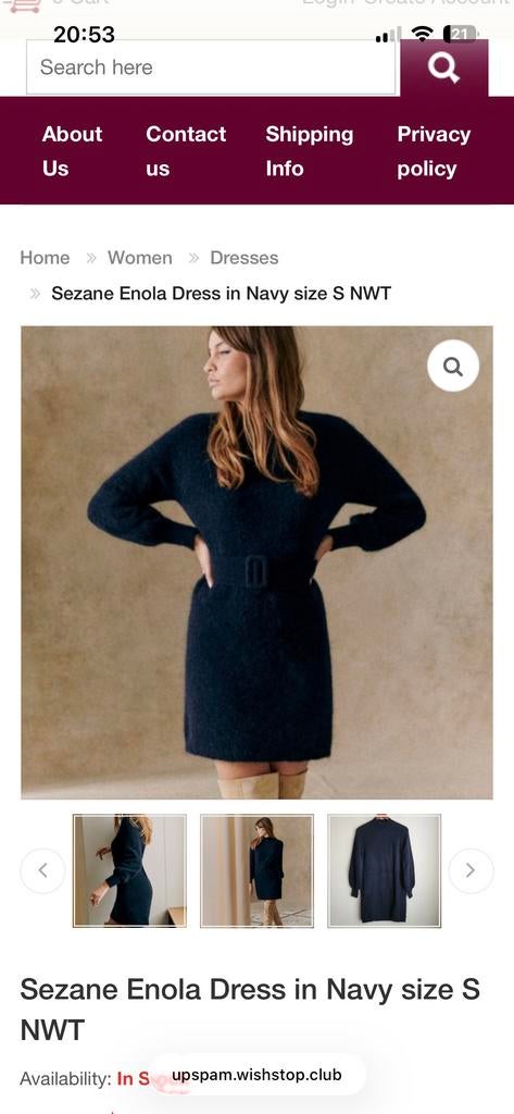 Sezane Enola Jurk - Donkerblauw - Maat S, Blauw, Ophalen of Verzenden, Zo goed als nieuw, Maat 36 (S)