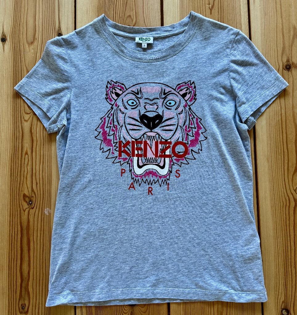 Top / Shirt KENZO - Tiger met logo - Grijs - Small / maat 36, Kleding | Dames, T-shirts, Kenzo, Ophalen of Verzenden, Zo goed als nieuw