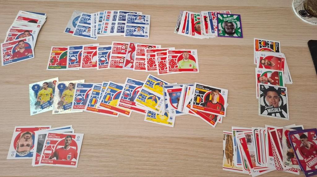 Topps EK 2024 stickers – dubbel, €0,15 p/st of ruilen, Hobby en Vrije tijd, Stickers en Plaatjes, Zo goed als nieuw, Meerdere stickers