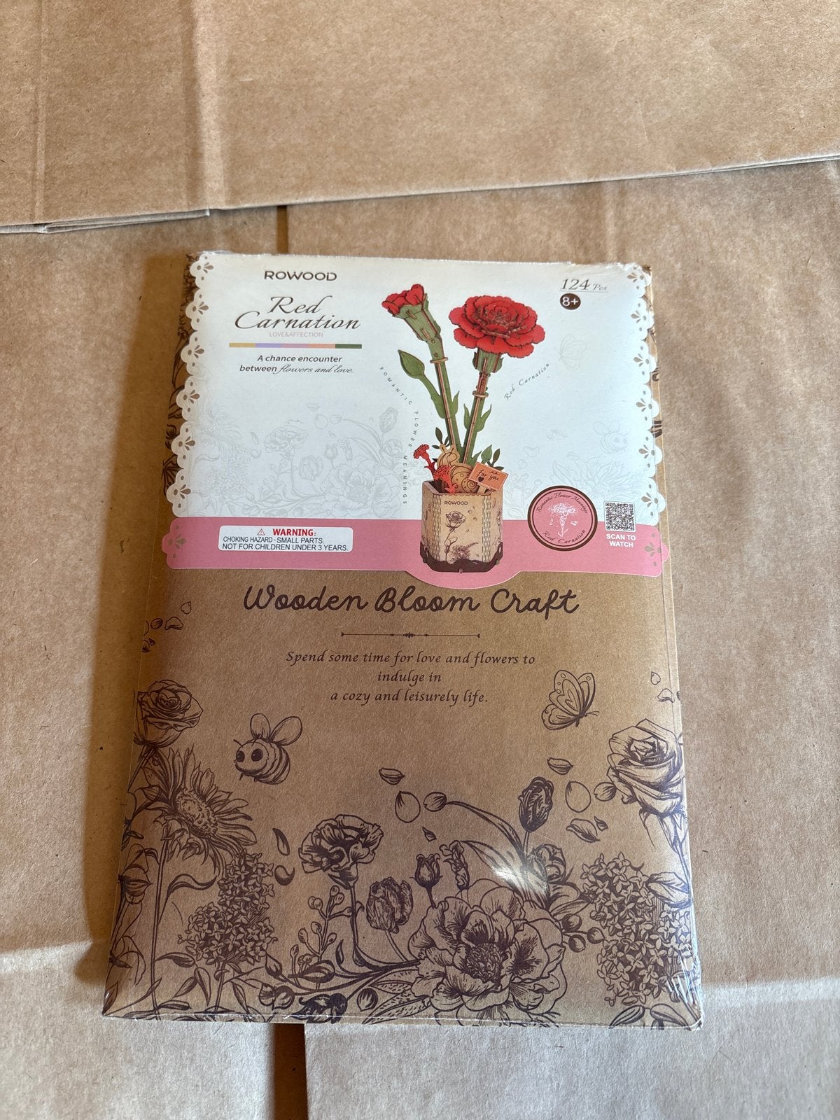 ROWOOD Houten Knutselset - Rode Anjer (Red Carnation), Nieuw, Overige merken, Knutselset, Rood