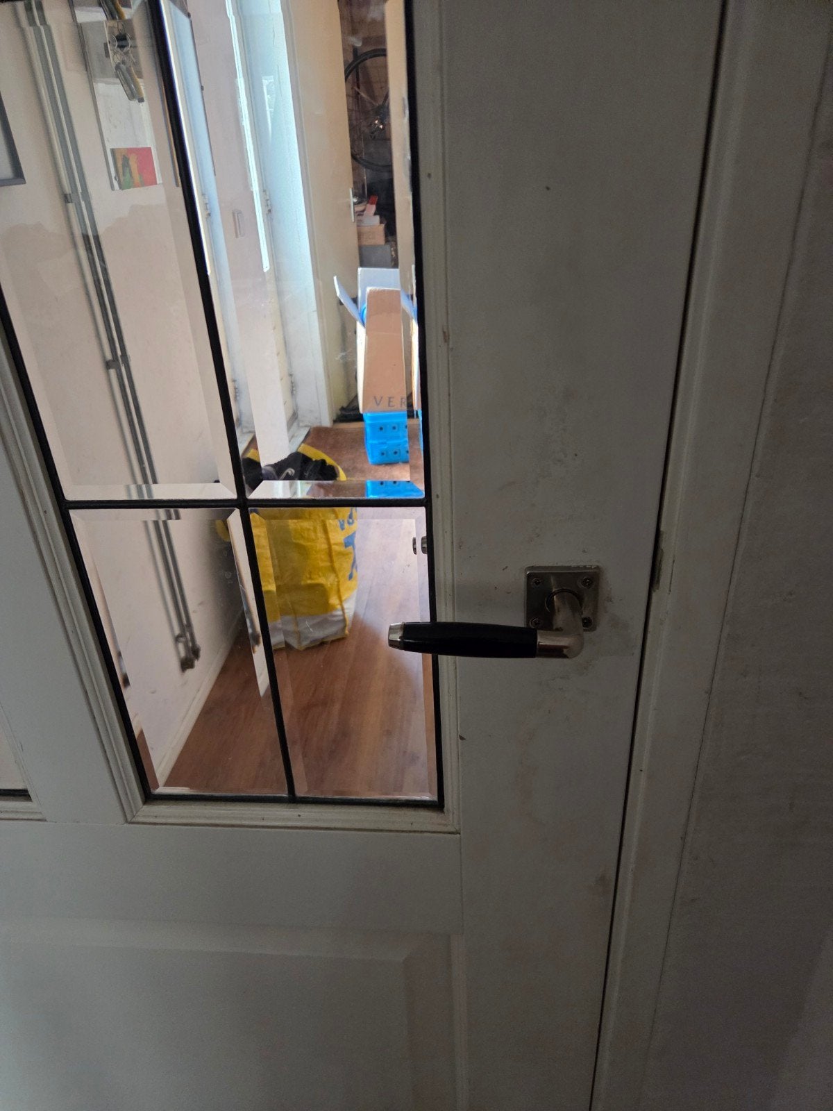 Deur met glas in lood bovenraam, Doe-het-zelf en Verbouw, Deuren en Horren, Gebruikt, Binnendeur, 215 cm of meer, 80 tot 100 cm