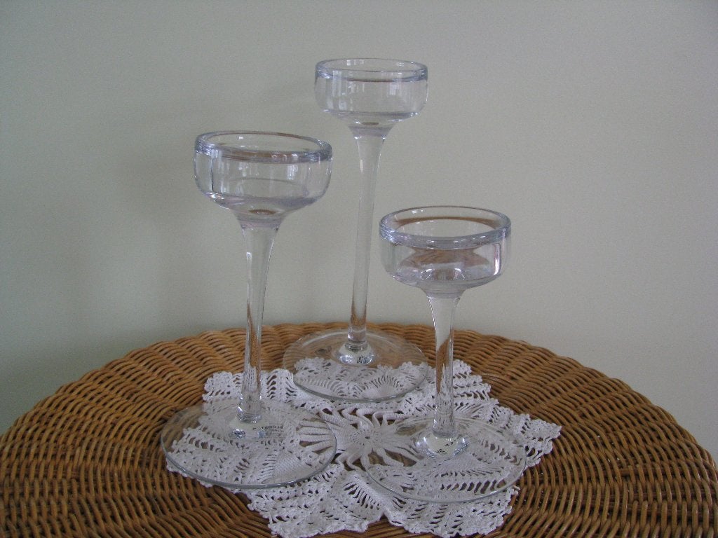 ZGAN set * IKEA * 3 x Blomster * robuust glas * voor € 15, IKEA, Ophalen of Verzenden, Kandelaar, Glas