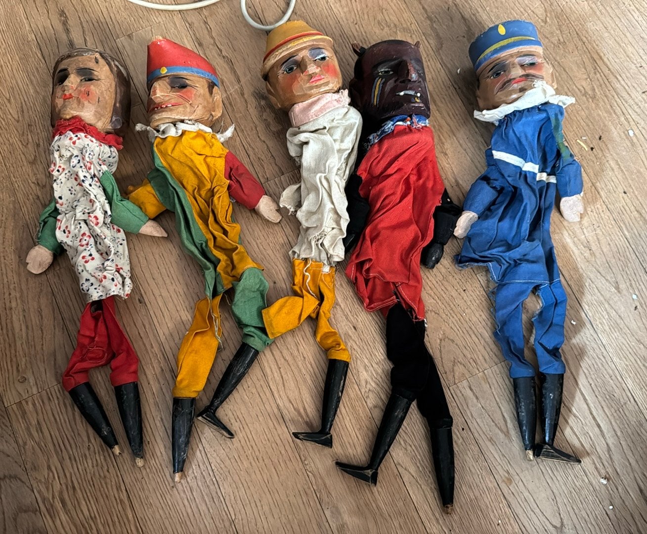 Antieke Handpoppen Marionetten Jaren 30 Handbeschilderd Hout, Ophalen of Verzenden, Gebruikt, Overige typen