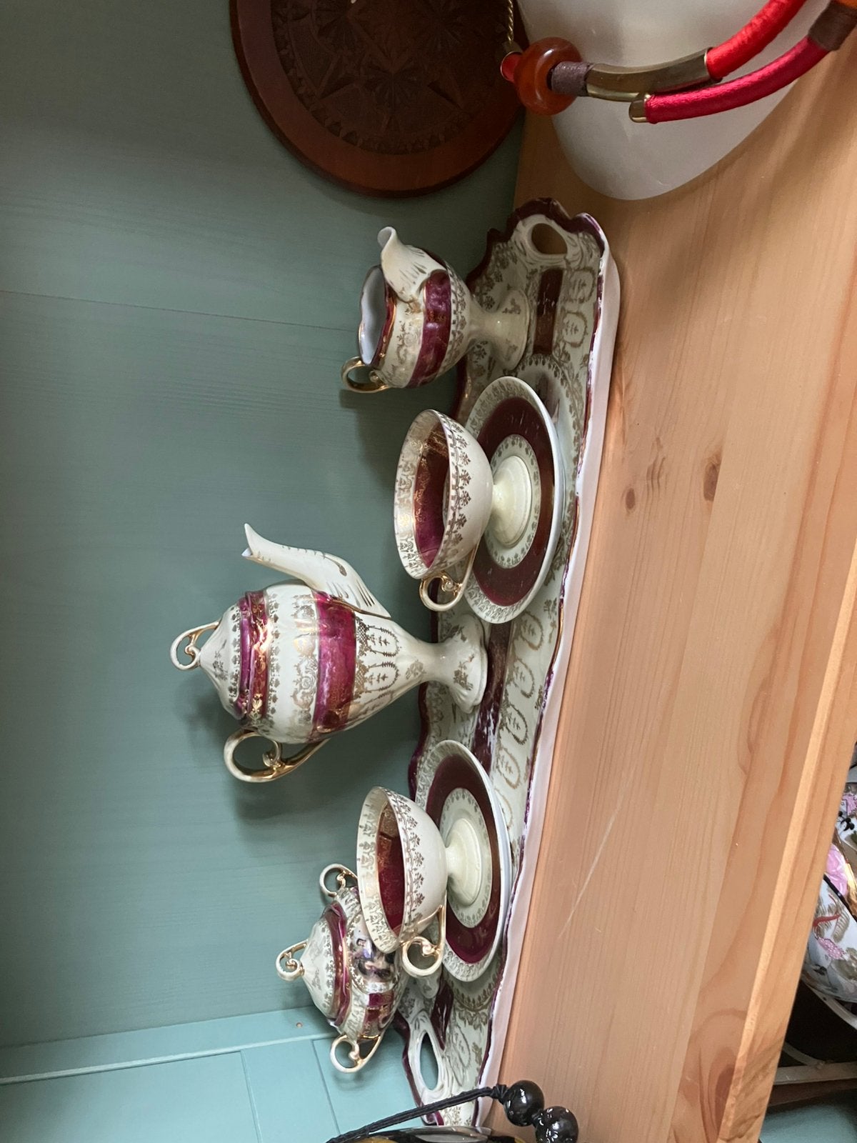 Frans mocca servies met bijpassend onderblad, Antiek en Kunst, Antiek | Servies compleet, Ophalen of Verzenden