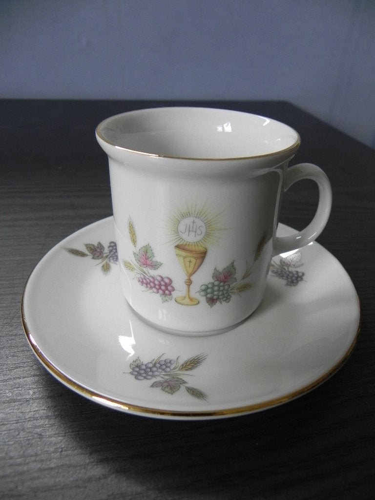 kop en schotel eerste communie Kronester Bavaria vintage, Antiek en Kunst, Antiek | Servies los, Ophalen