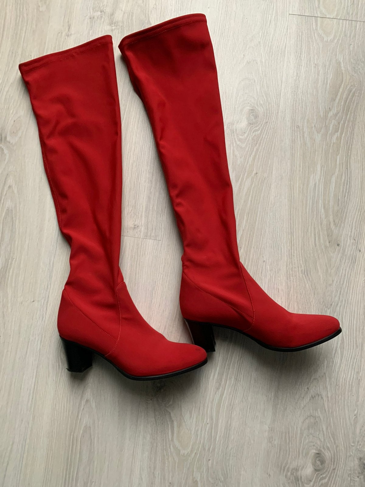 Rode over de knie stretch-laarzen van Colori, Hoge laarzen, Ophalen of Verzenden, Gedragen, Rood