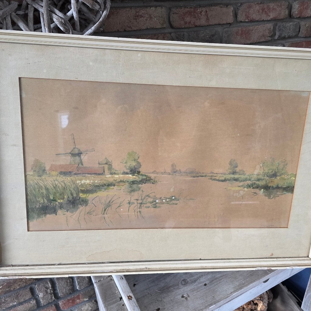 schilderij, Impressionistisch, Ophalen of Verzenden, Landschap, Aquarel
