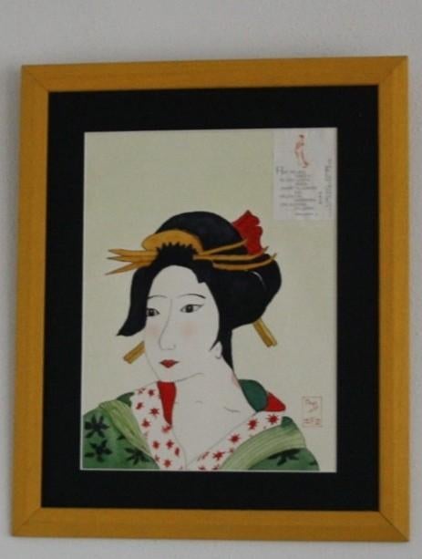 Schilderijen  Japanse Geisha s
Met gedicht, Ophalen, Minder dan 50 cm, Schilderij, Minder dan 50 cm