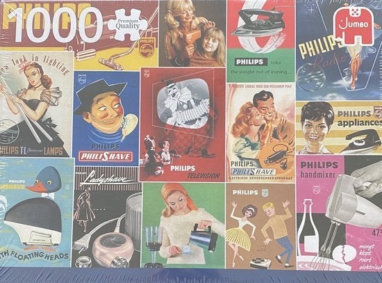 Jumbo Legpuzzel 1000 Stukjes Philips Reclames Vintage, Ophalen of Verzenden, 500 t/m 1500 stukjes, Gebruikt, Legpuzzel