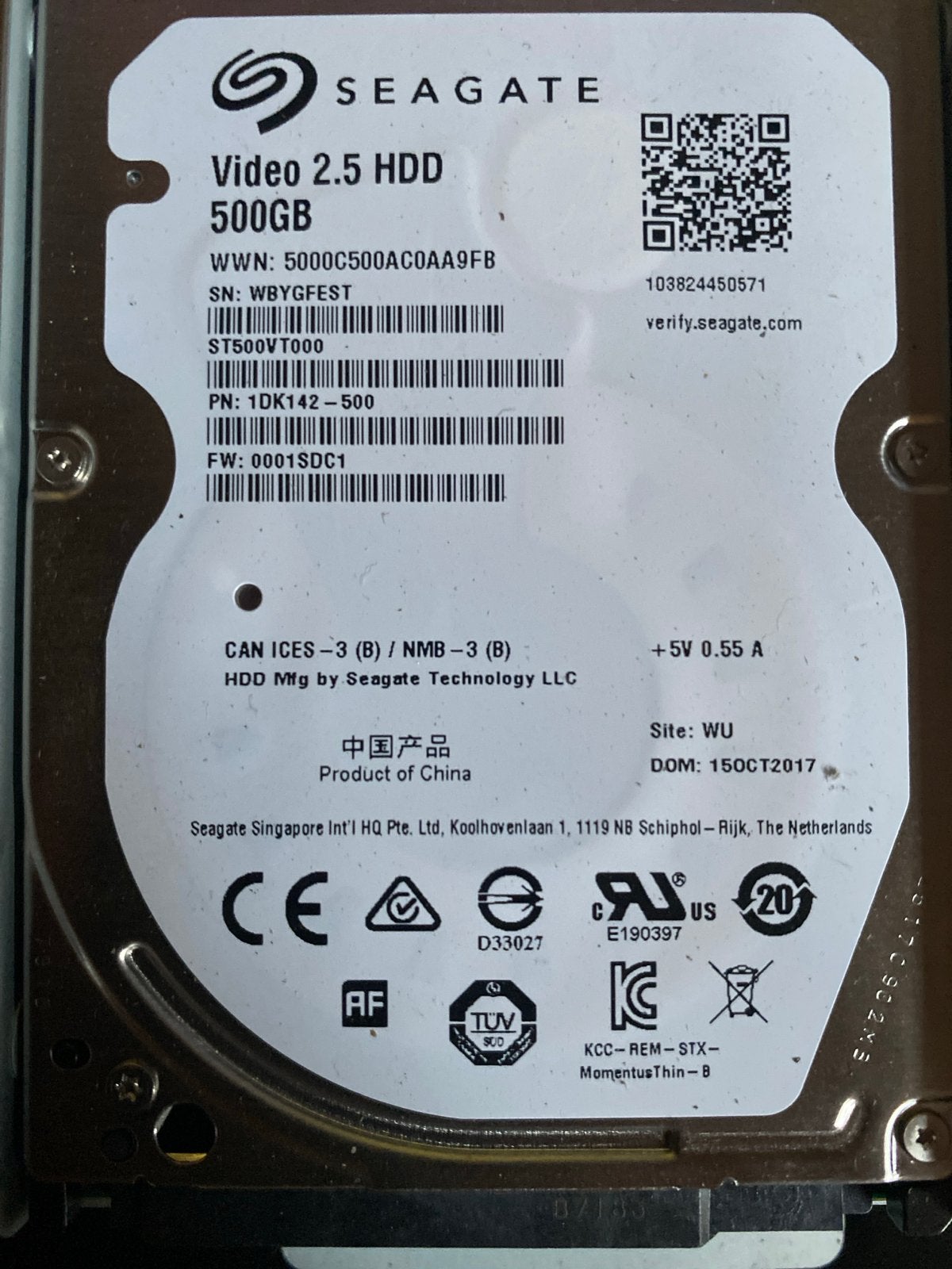 Seagate Video 2.5 HDD 500GB, Intern, Server, Ophalen of Verzenden, Zo goed als nieuw