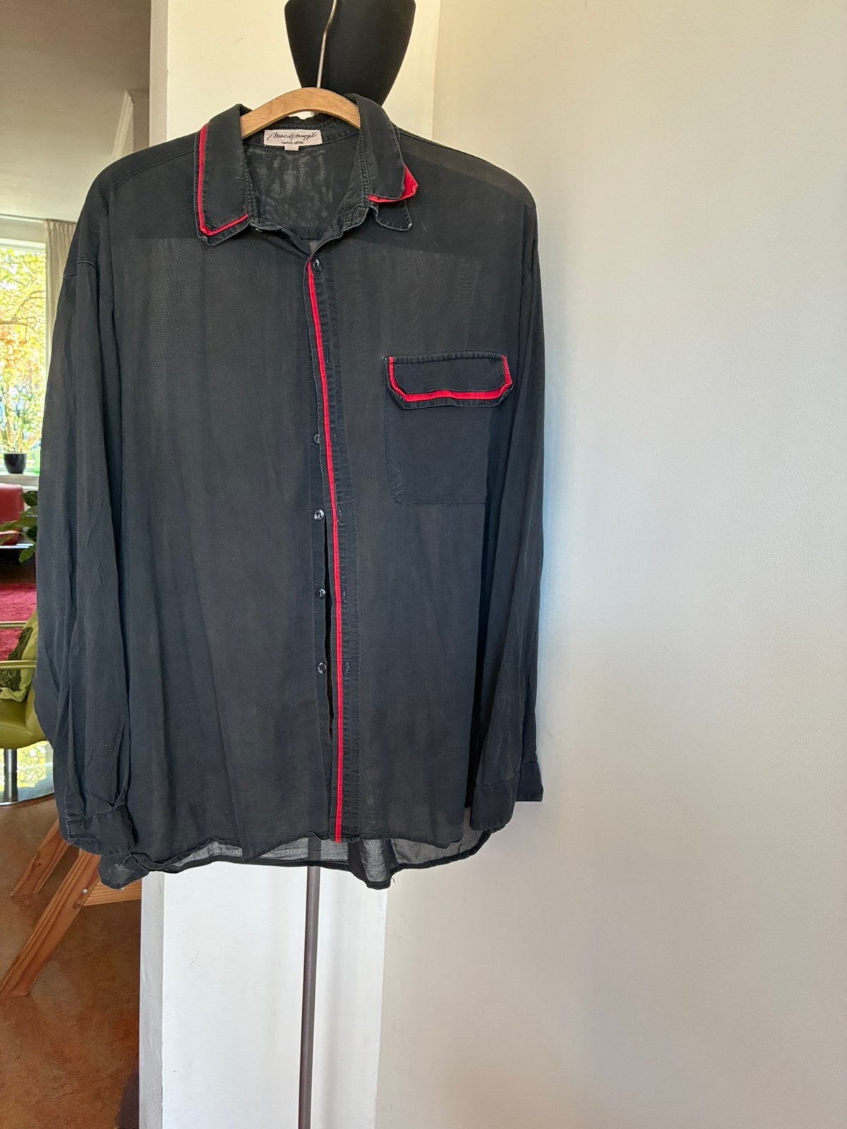 Mac&Maggie vintage zwart/rood katoenen overhemd, Ophalen of Verzenden, Gedragen, Zwart, Halswijdte 39/40 (M)