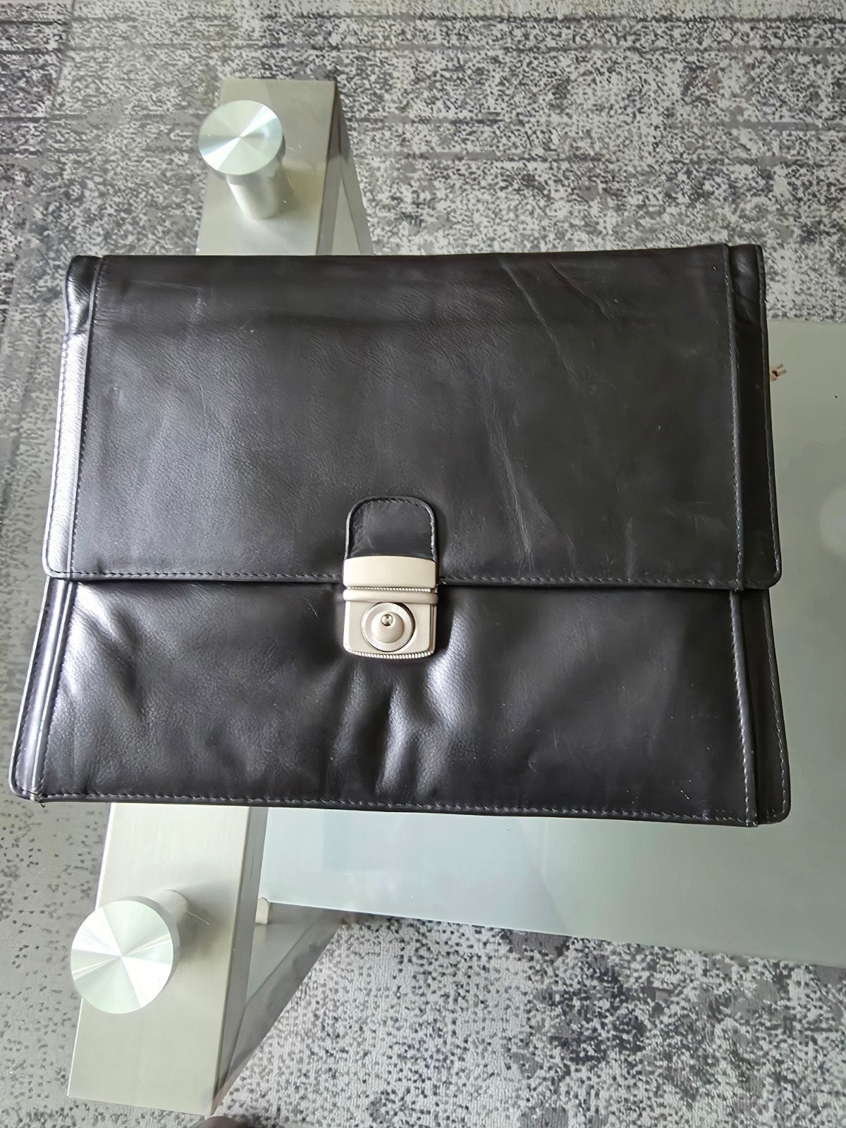 Leren laptoptas / aktetas - Zwart, Gebruikt, 15 inch, Aktetas, Ophalen of Verzenden
