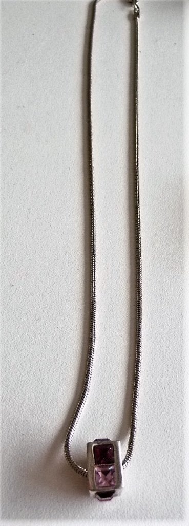 zilveren ketting kubus 20 cm lang hanger, Sieraden, Tassen en Uiterlijk, Kettingen, Verzenden, Zo goed als nieuw, Zilver, Zilver
