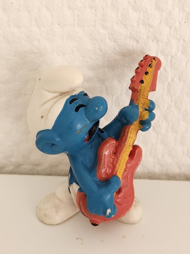 Peyo - Gitaarsmurf - Smurf, Verzamelen, Smurfen, Ophalen of Verzenden, Gebruikt, Overige Smurfen, Poppetje, Figuurtje of Knuffel
