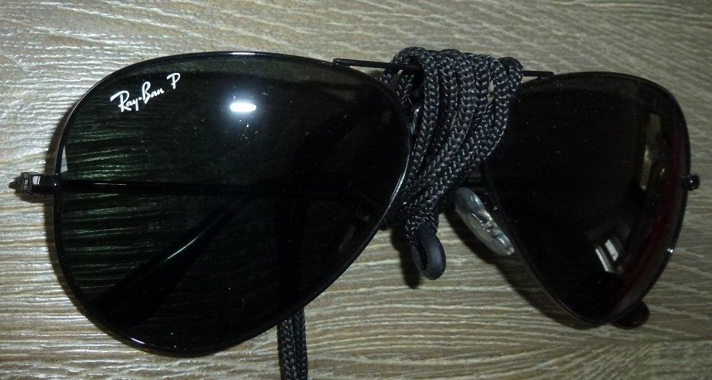 Ray Ban P Aviatior black zonnebril, z.g.a.n. met doos, Zonnebril, Zwart, Ophalen of Verzenden, Zo goed als nieuw