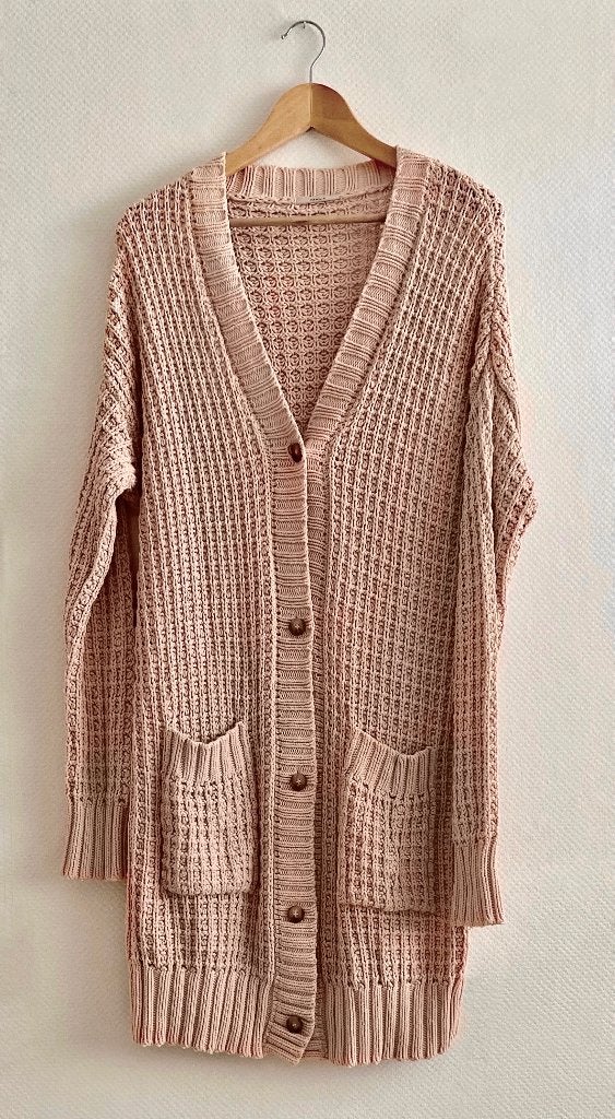 Grof gebreid lang vest Vanilia roze zachtroze S 36 M 38 L 40, Maat 38/40 (M), Vanilia, Ophalen of Verzenden, Zo goed als nieuw