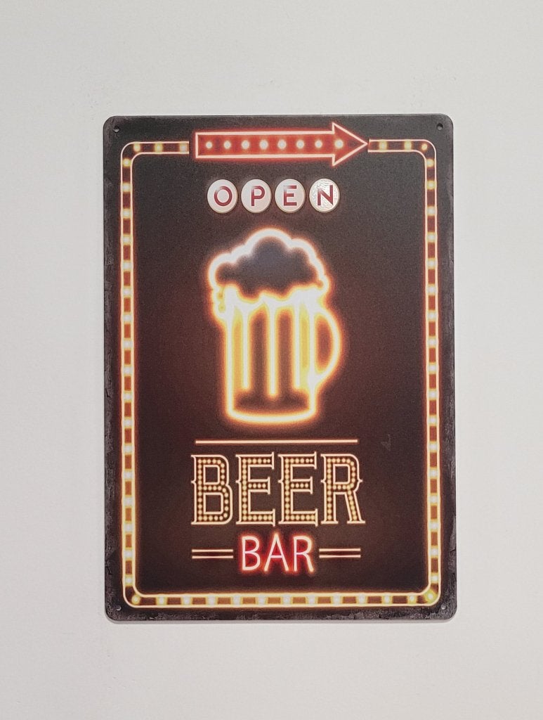 Beer bar neon look reclamebord van metaal wandbord deco, Info@deconoord.nl, Deco Noord, Nieuw, Ophalen of Verzenden