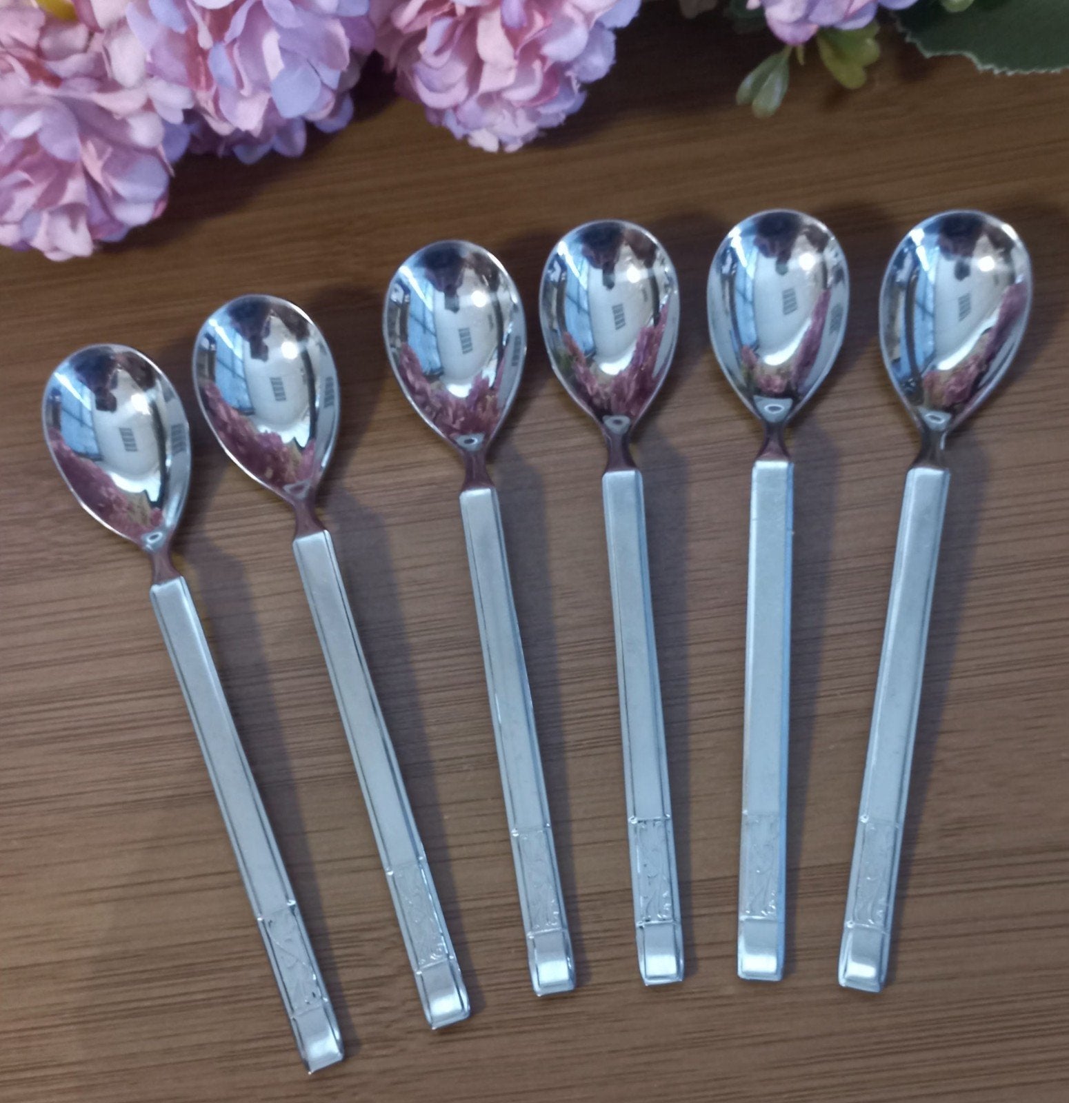Set van 6 vintage theelepeltjes, Sola Elite, model Regina, Ophalen of Verzenden, Zo goed als nieuw, Rvs of Chroom