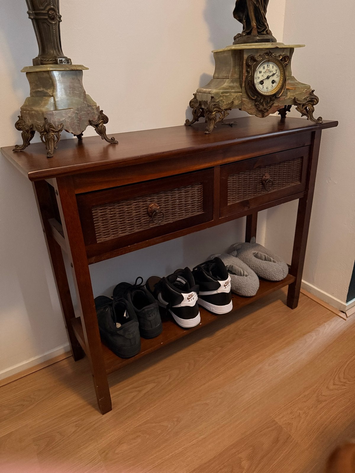 Houten sidetable met rotan lades, Ophalen, Gebruikt, 75 cm of meer, 60 cm of meer