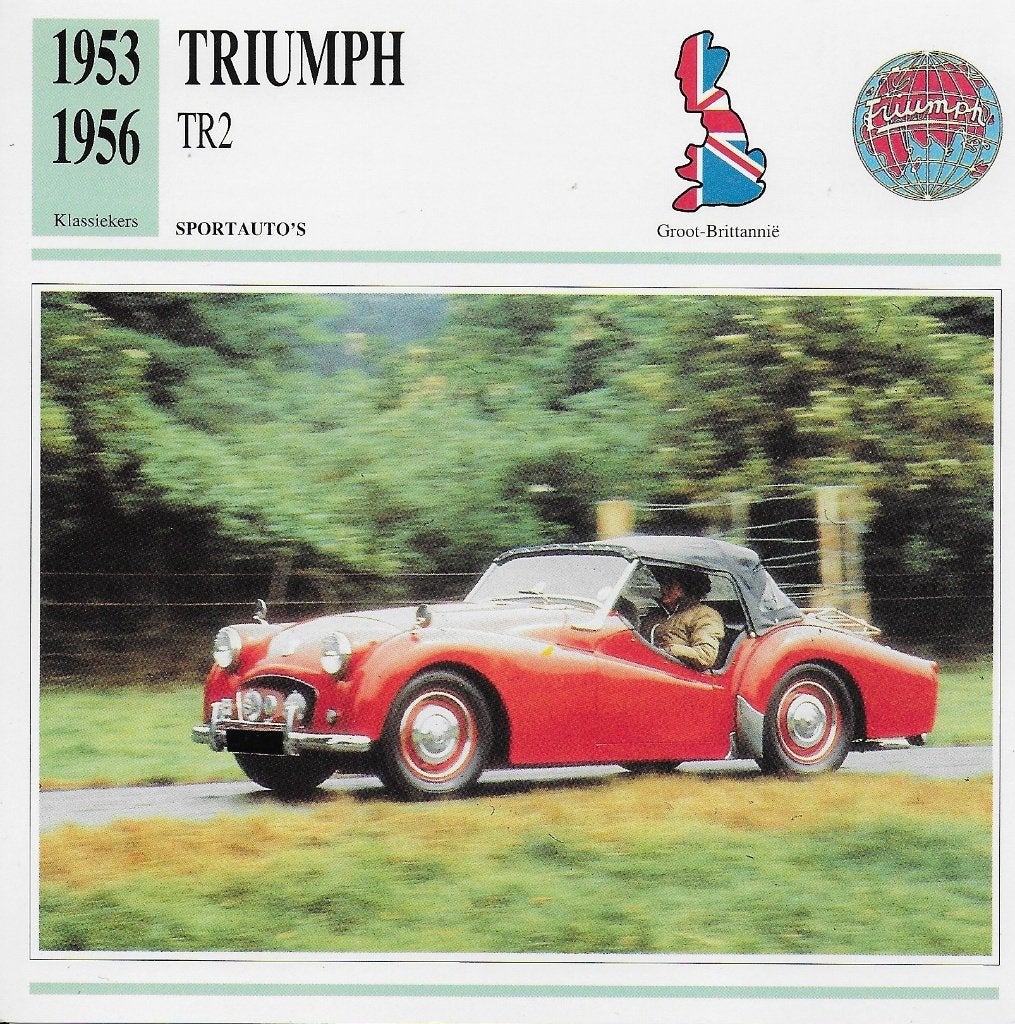 Ma637 autokaart triumph tr2 ( 1953 - 1956, Ophalen of Verzenden, Zo goed als nieuw, Auto's