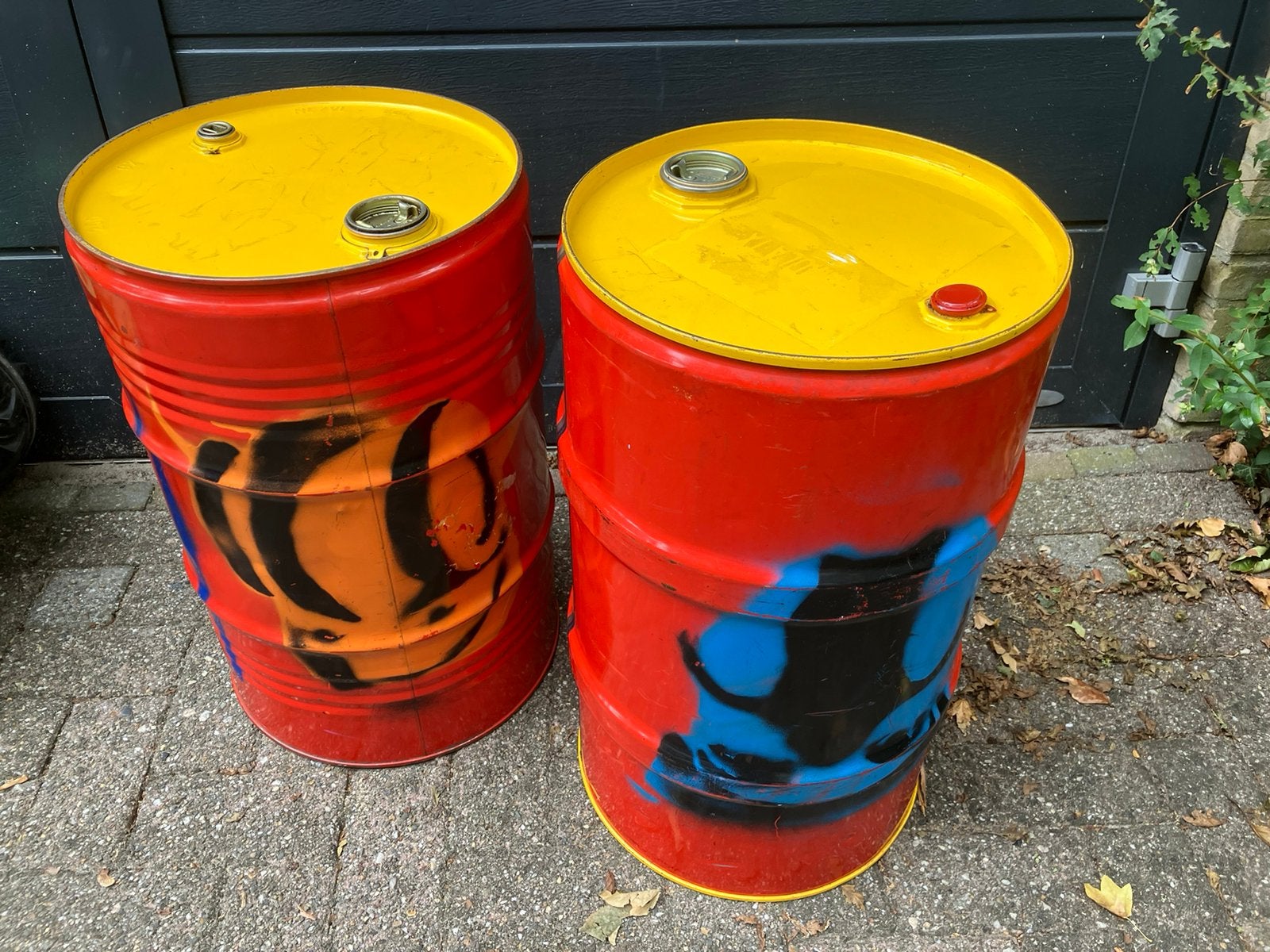 Olievat oliedrum 60 liter decoratie, Tuin en Terras, Ophalen, Zo goed als nieuw