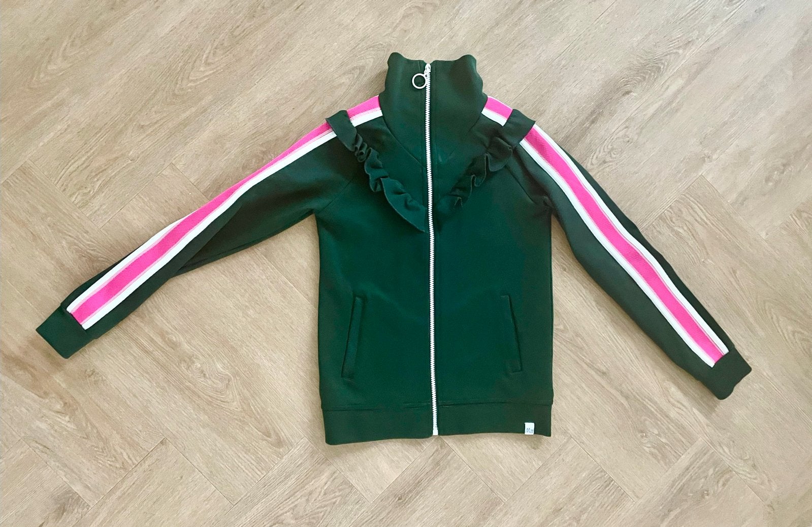Nik&Nik groen vestje met roze/witte strepen maat 164, Verzenden, Zo goed als nieuw, Meisje, Trui of Vest