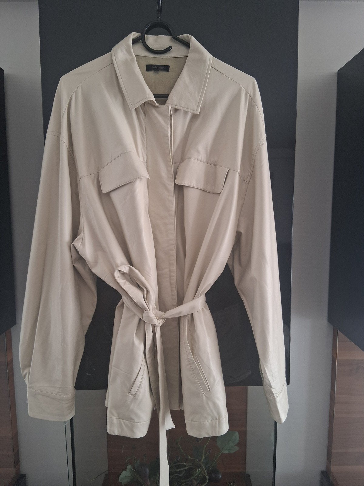 Claudia Sträter.lederen blouse/jasje, Beige, Maat 42/44 (L), Ophalen of Verzenden, Zo goed als nieuw