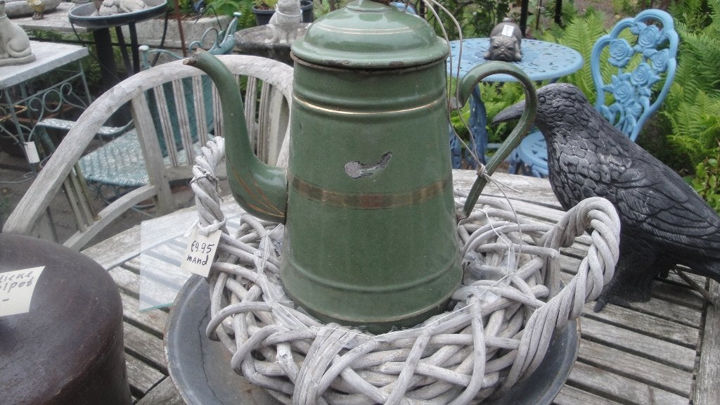 reseda groen emaille koffiepot, Antiek en Kunst, Ophalen of Verzenden