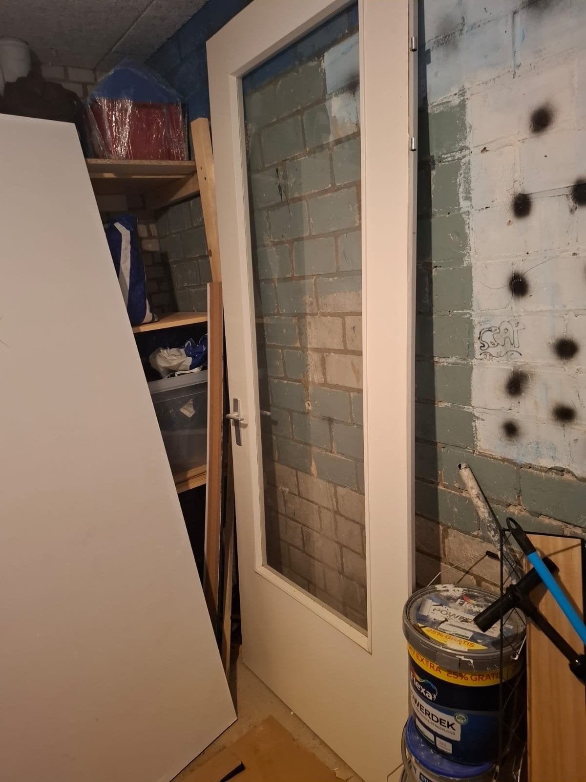 Witte binnendeur met glas, 203x90 cm, Doe-het-zelf en Verbouw, Ophalen, Gebruikt, 80 tot 100 cm, Binnendeur