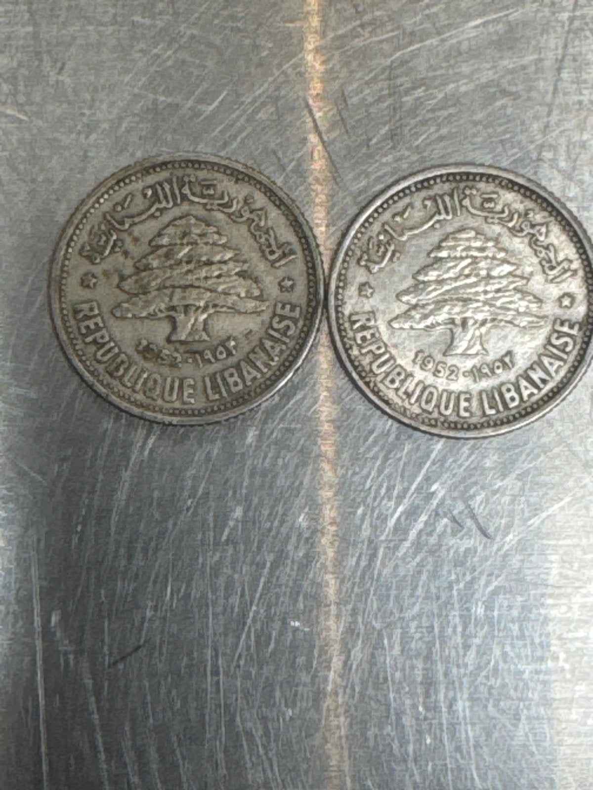 Zilveren Libanese 50 Piastres munten (1952-1967), Postzegels en Munten, Ophalen of Verzenden, Midden-Oosten, Losse munt, Zilver