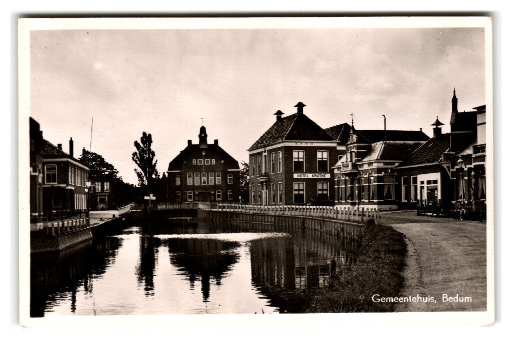 Bedum, Gemeentehuis, Verzenden, 1940 tot 1960, Gelopen, Groningen
