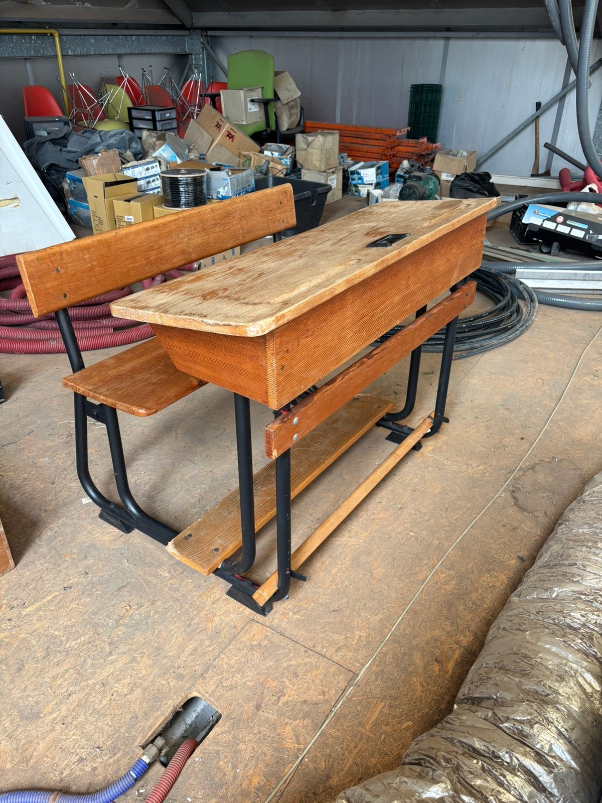 Oude schoolbank / bureau, Ophalen