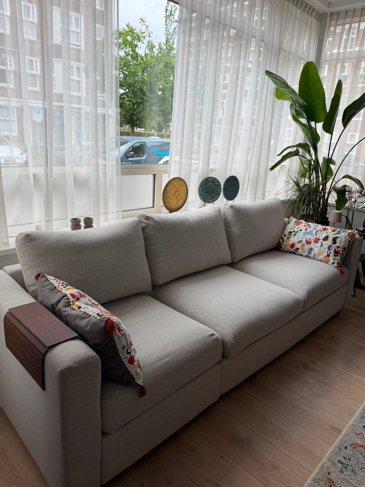 IKEA VRETSTORP 3-zits slaapbank Kilanda lichtbeige, Beige, Tweepersoons, Zo goed als nieuw, 200 cm