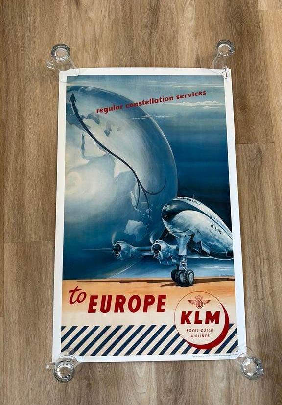 KLM  Constellation poster groot, Ophalen of Verzenden, Zo goed als nieuw, Kaart, Foto of Prent