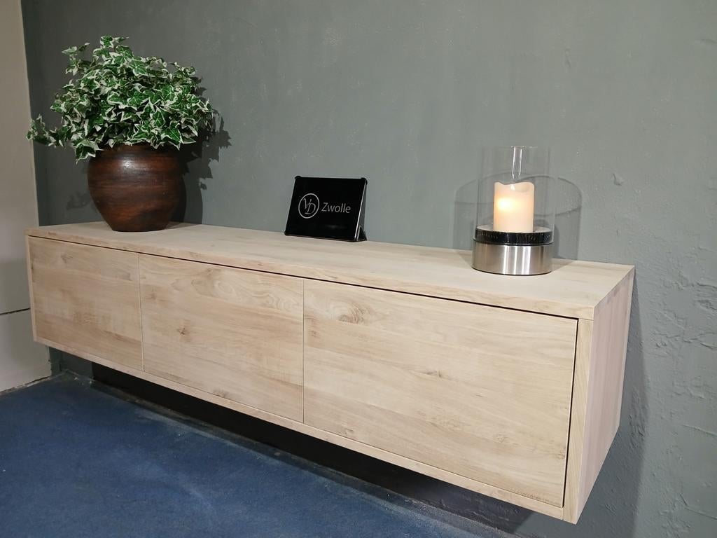 Zwevend tv-meubel greeploos op maat diverse kleuren #WINKEL#, 150 tot 200 cm, Eikenhout, Nieuw, Ophalen of Verzenden