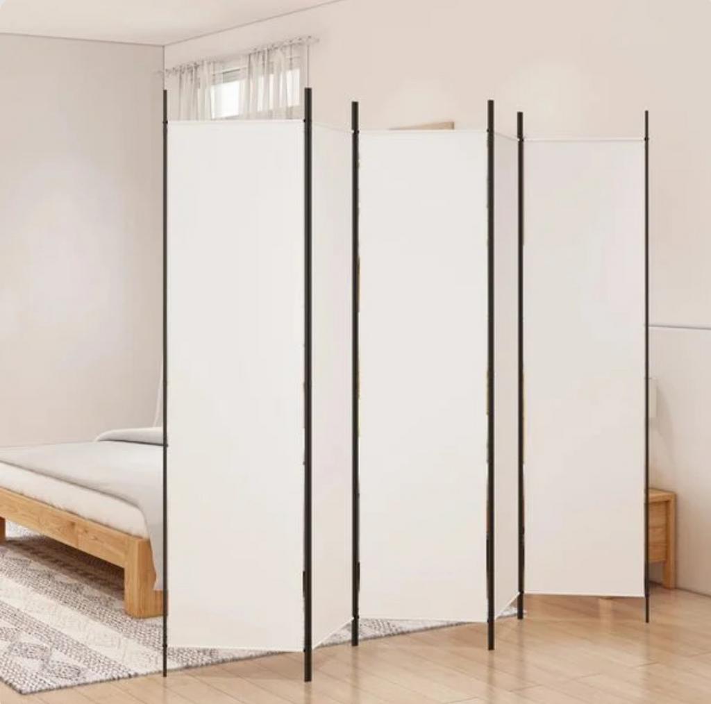 Kamerscherm 5 Panelen Wit Stof 250x200 cm, Ophalen, Nieuw