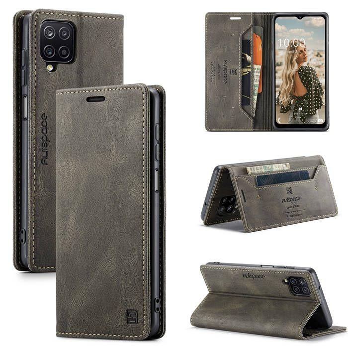 Luxe Flip Case Set met Kaarthouder voor Galaxy A12 5G _Bruin, Verzenden, Nieuw, Hoesje of Tasje