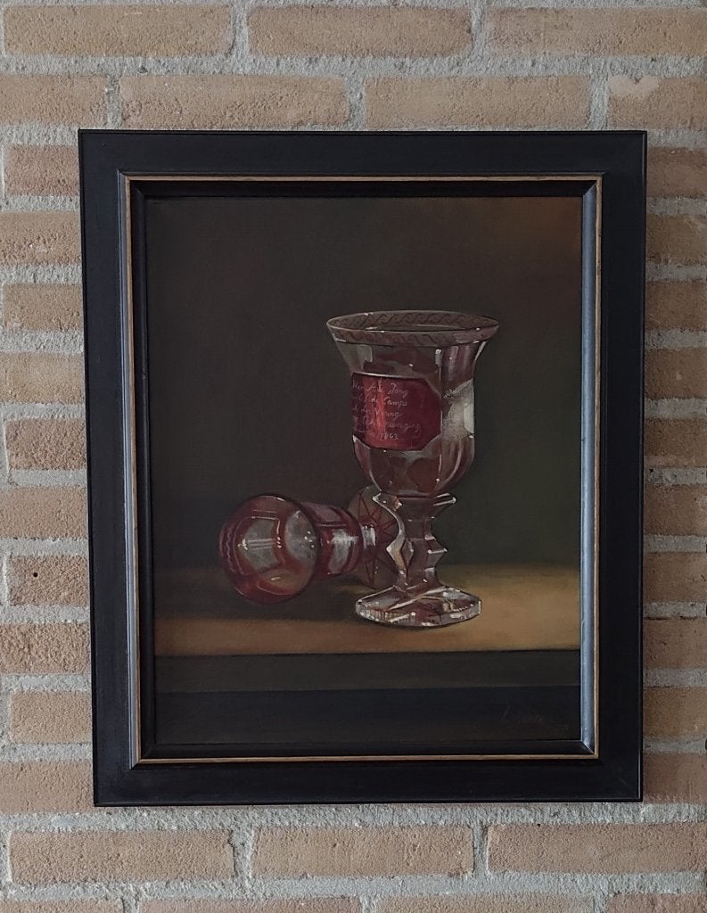 schilderij cherry glazen, Antiek en Kunst, Kunst | Schilderijen | Klassiek, Ophalen, Doek, Realistisch, Stilleven
