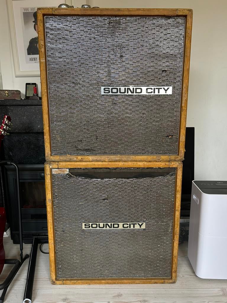 Sound City cabinet + Dallas Arbiter speakers, Muziek en Instrumenten, Versterkers | Bas en Gitaar, Gebruikt, Minder dan 50 watt