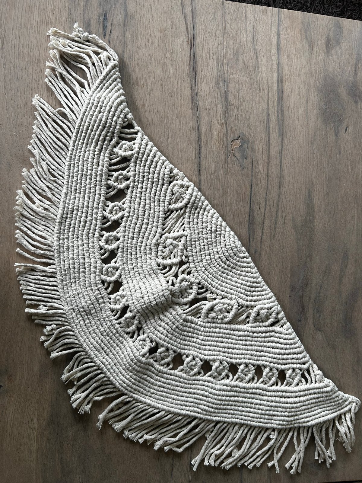 Handgemaakt wit macramé vloerkleed/badmat, Minder dan 50 cm, 50 tot 100 cm, Wit, Ophalen of Verzenden
