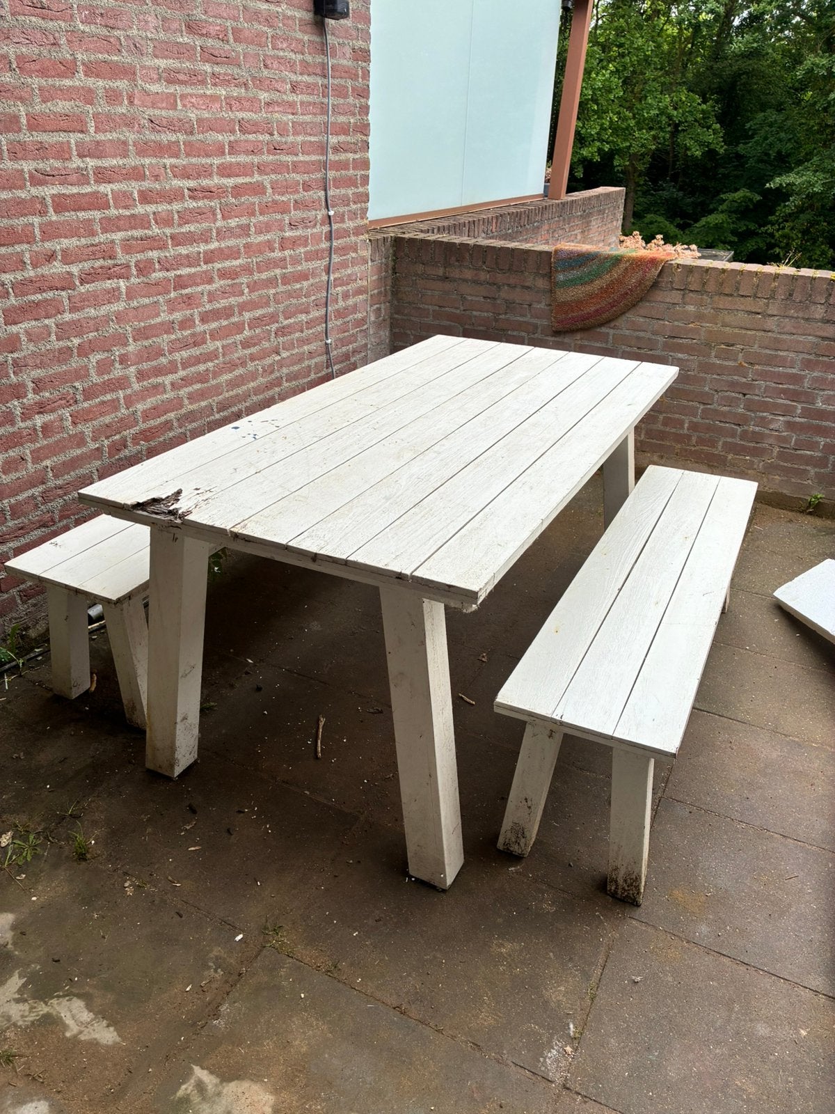 tuintafel - tuinbank - picnictafel, Ophalen, Zo goed als nieuw, Rechthoekig, Hout