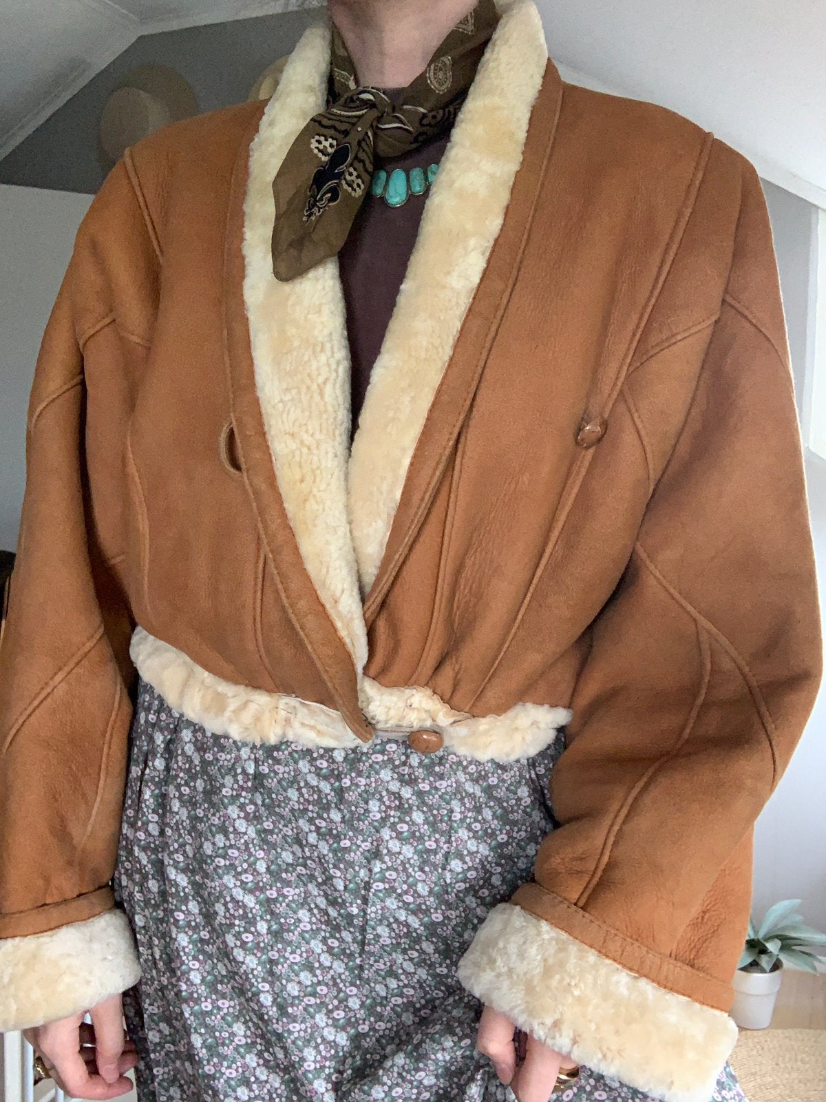 Cropped shearling lammy coat bomberjack S M, Maat 38/40 (M), -, Ophalen of Verzenden, Zo goed als nieuw
