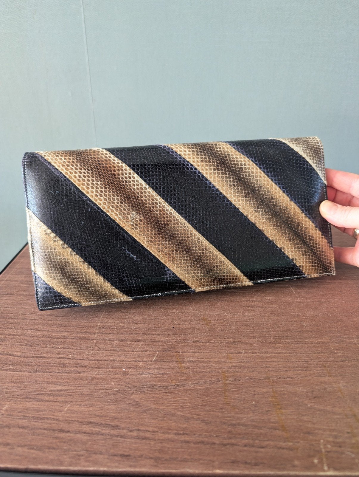 Vintage leren clutch, Ophalen of Verzenden, Zo goed als nieuw
