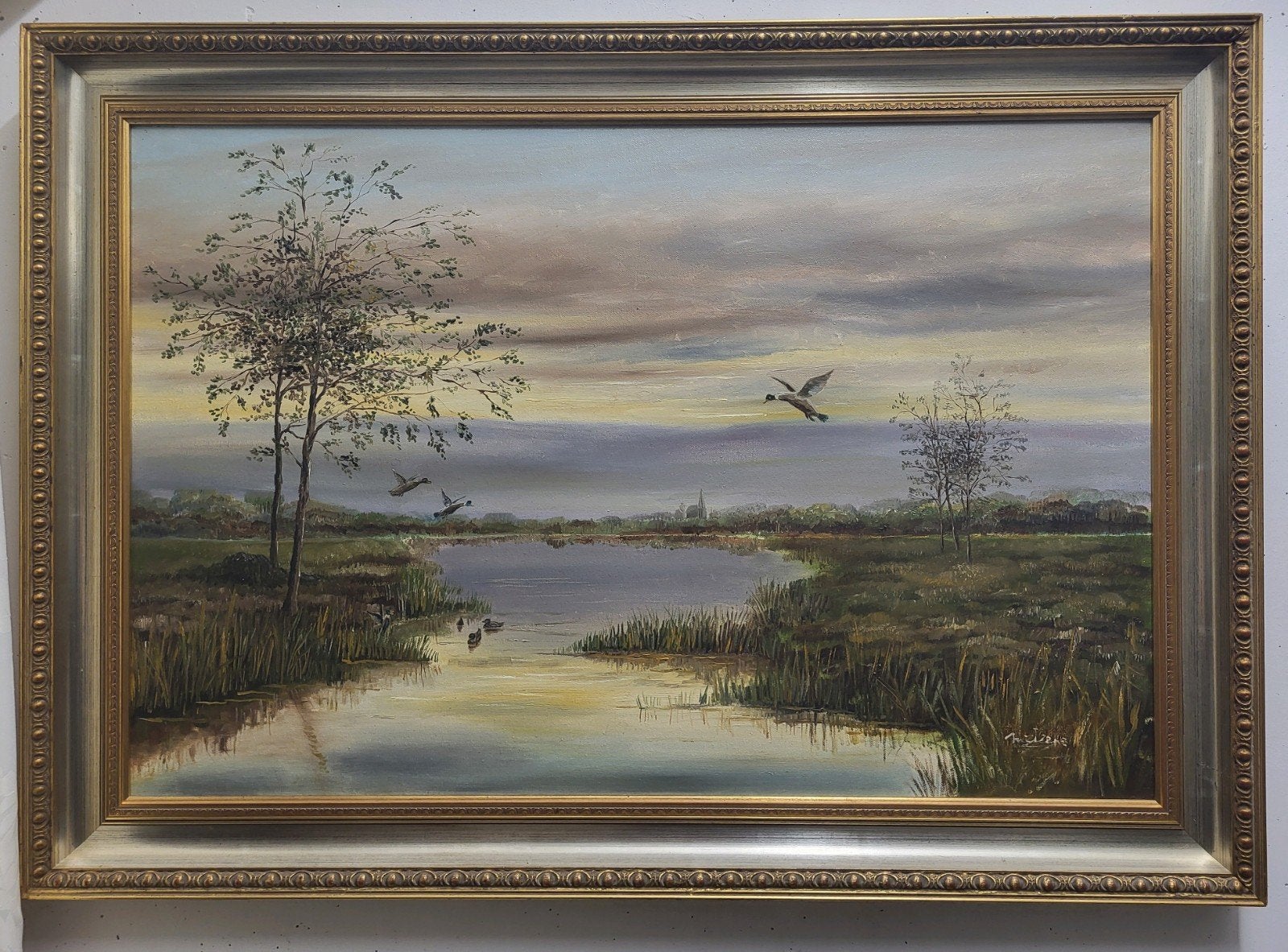 Mooi olieverfschilderij op doek gesigneerd, Antiek en Kunst, Doek, Oud hollands, Landschap, Ophalen