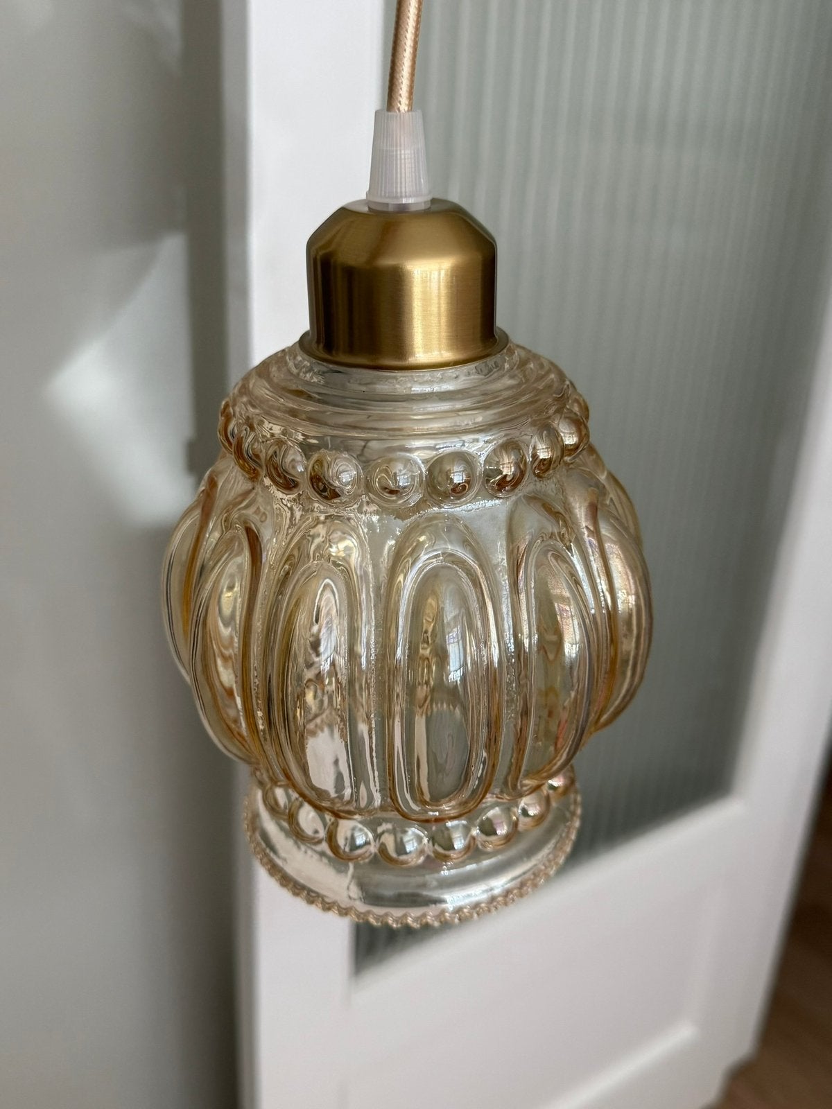 Vintage hanglamp amberglas, Ophalen of Verzenden, Zo goed als nieuw, Glas