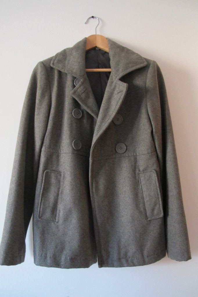 Grey double breasted coat, Ophalen of Verzenden, Gedragen, Maat 36 (S), Grijs